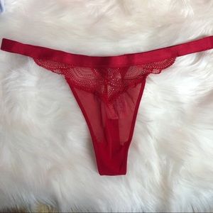 Red thick band thong panties